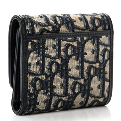 Christian Dior Oblique 30 Montaigne Lotus Wallet Blue 3 of 6