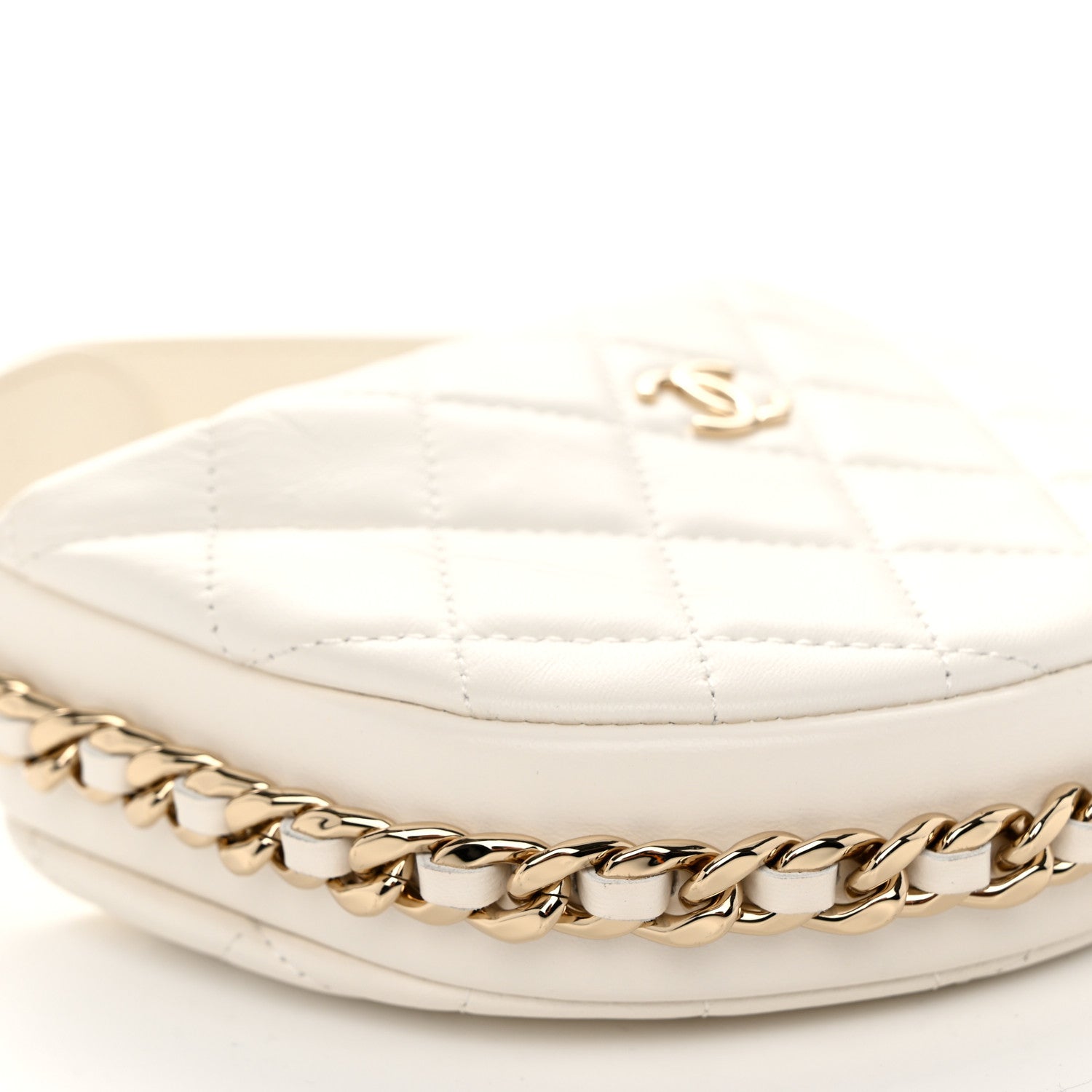 Chanel Lambskin Quilted Chain Around Pouch Hobo White 9 of 10
