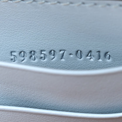 Gucci Calfskin Matelasse Mini GG Marmont Crossbody Bag Porcelain Light Blue 7 of 10
