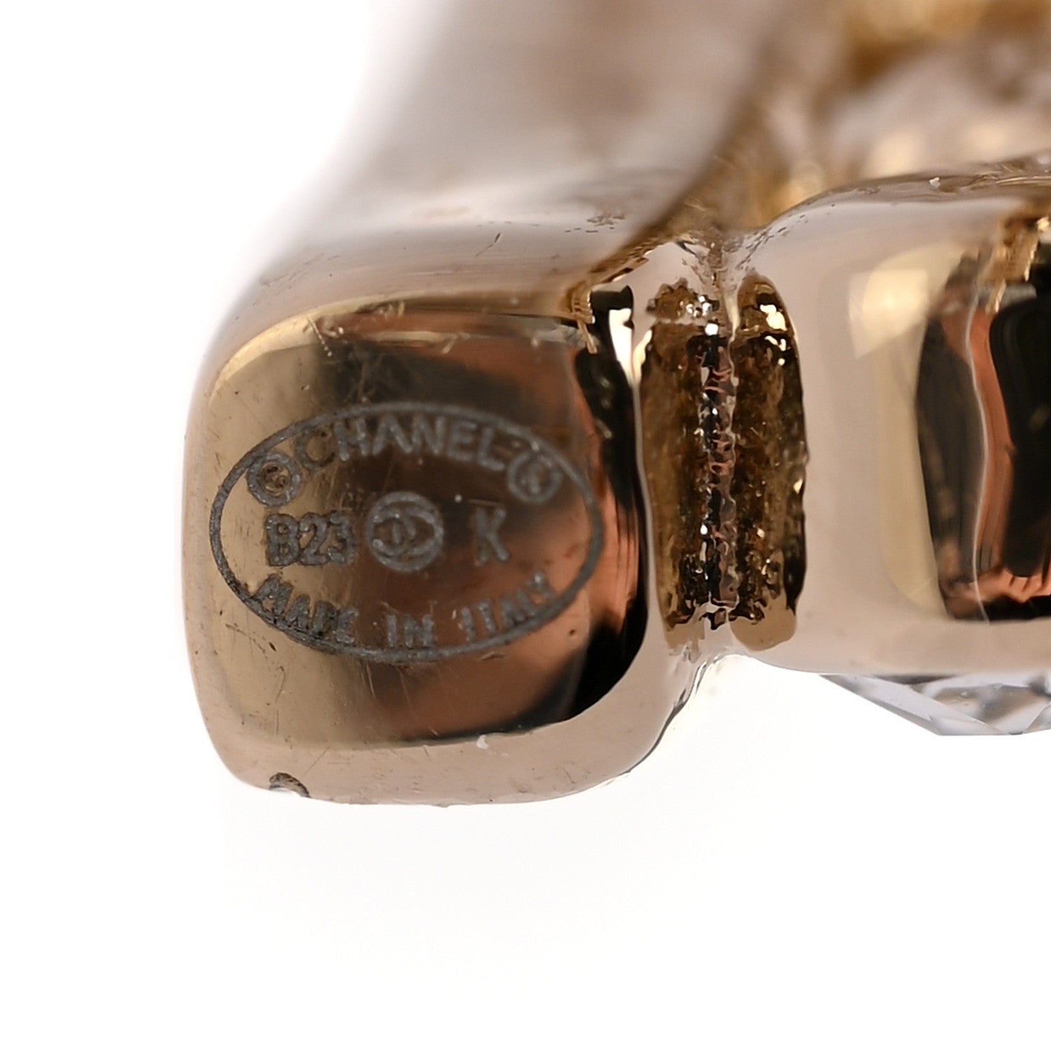 Chanel Metal Crystal Studded CC Hoop Earrings Gold 4 of 5