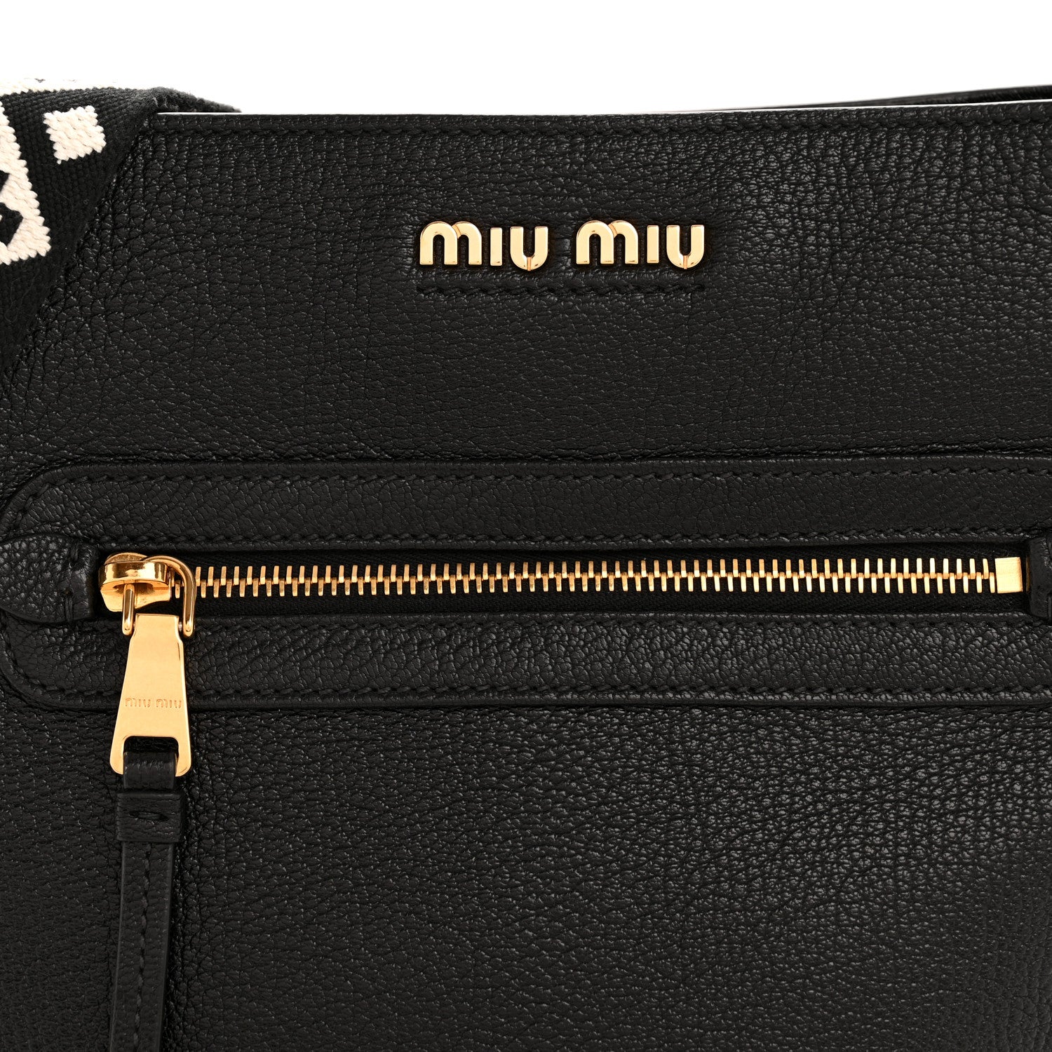 Miu Miu Calfskin Madras Shoulder Bag Black 8 of 12