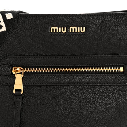 Miu Miu Calfskin Madras Shoulder Bag Black 8 of 12