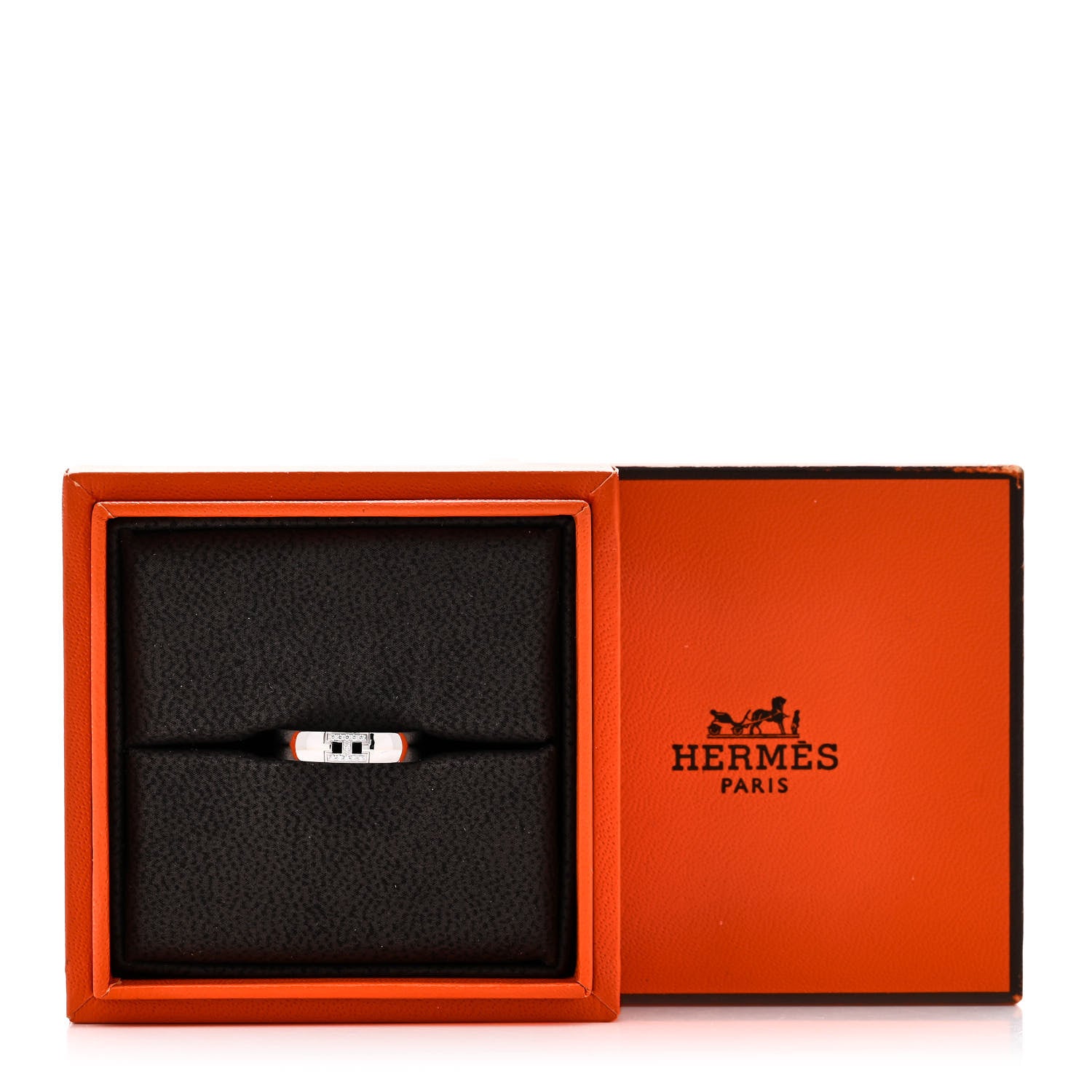 Hermes 18K White Gold Diamond Ever Herakles Wedding Band Ring 48 4.5 5 of 5