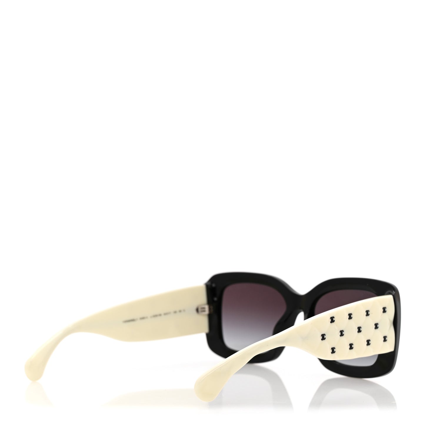 Acetate Quilted CC Rectangle Sunglasses 5483-A White Black