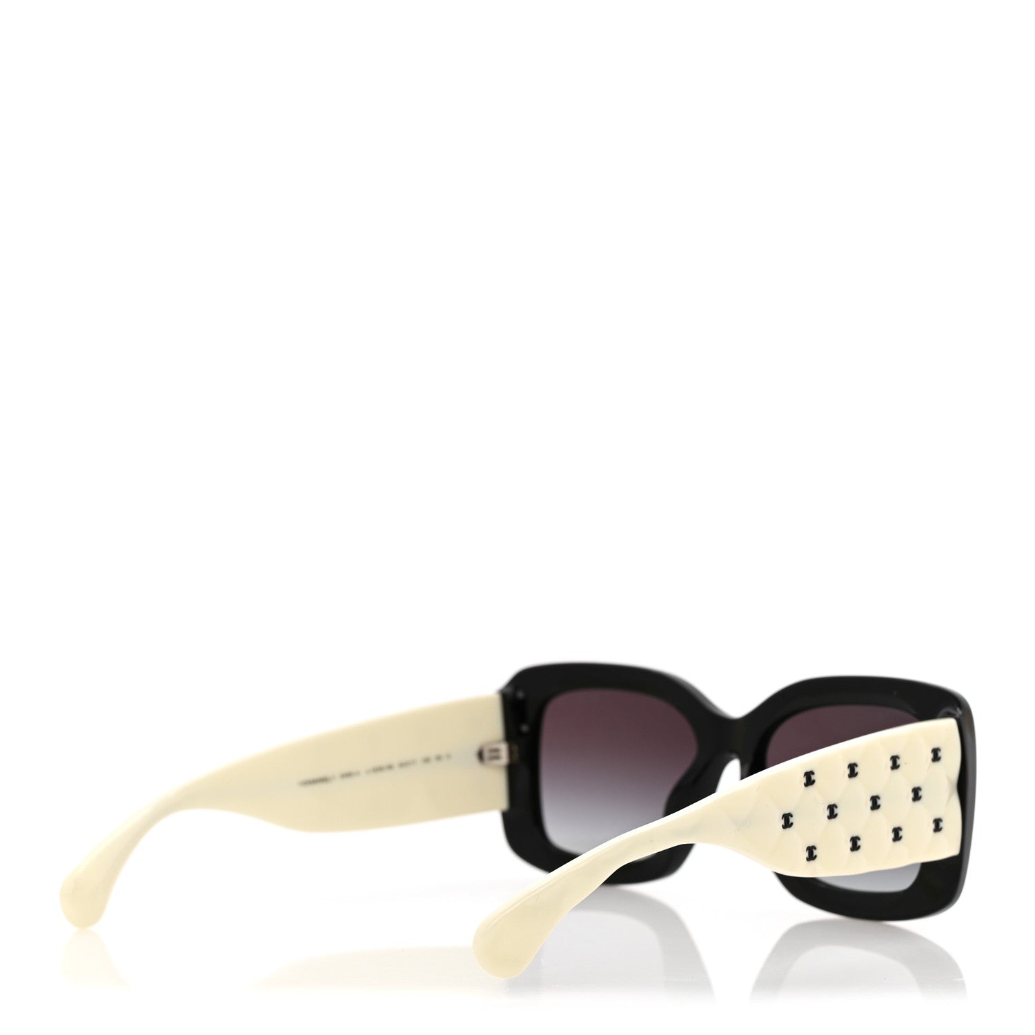 Chanel Acetate Quilted CC Rectangle Sunglasses 5483-A White Black 4 of 8