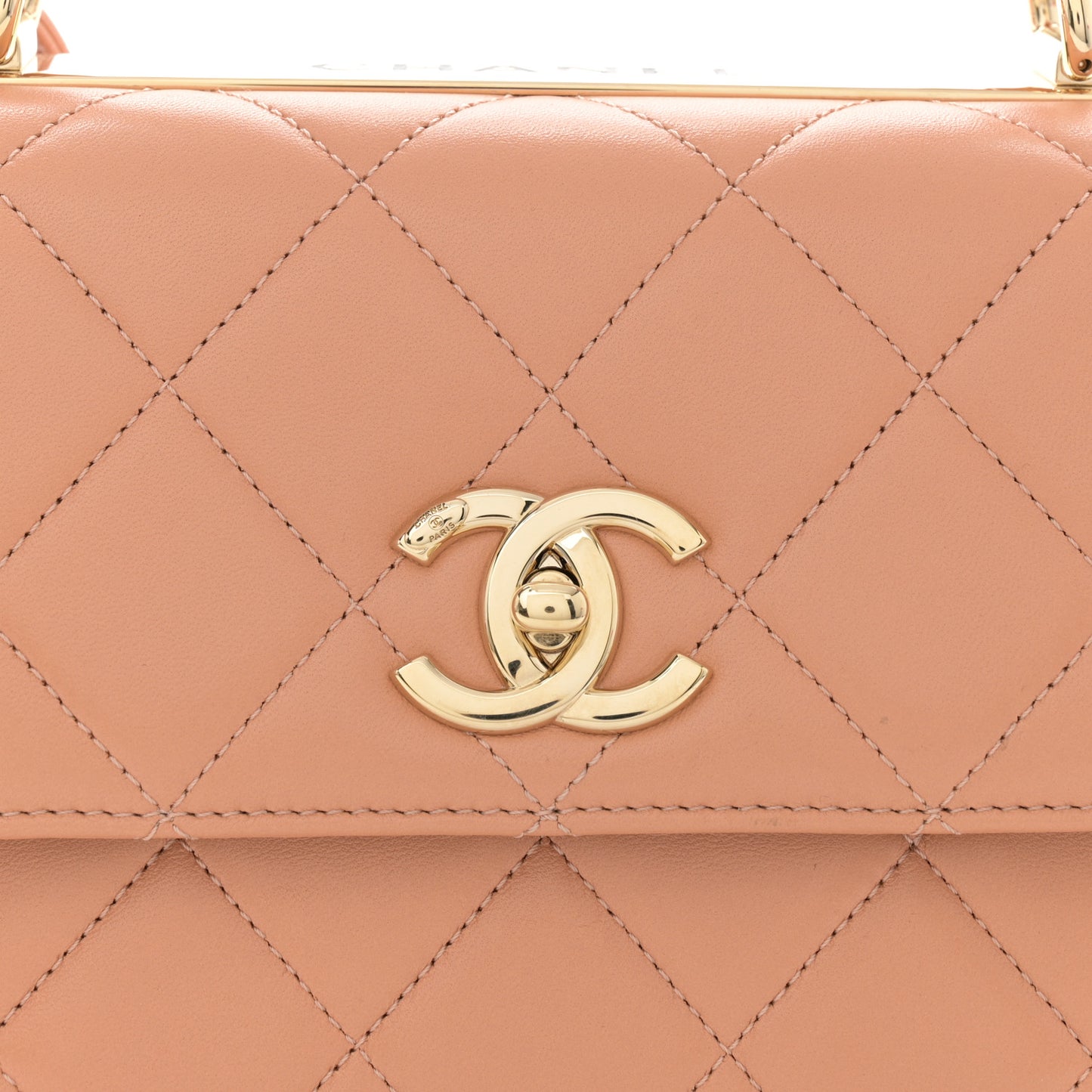 Lambskin Quilted Small Trendy CC Dual Handle Flap Bag Camel