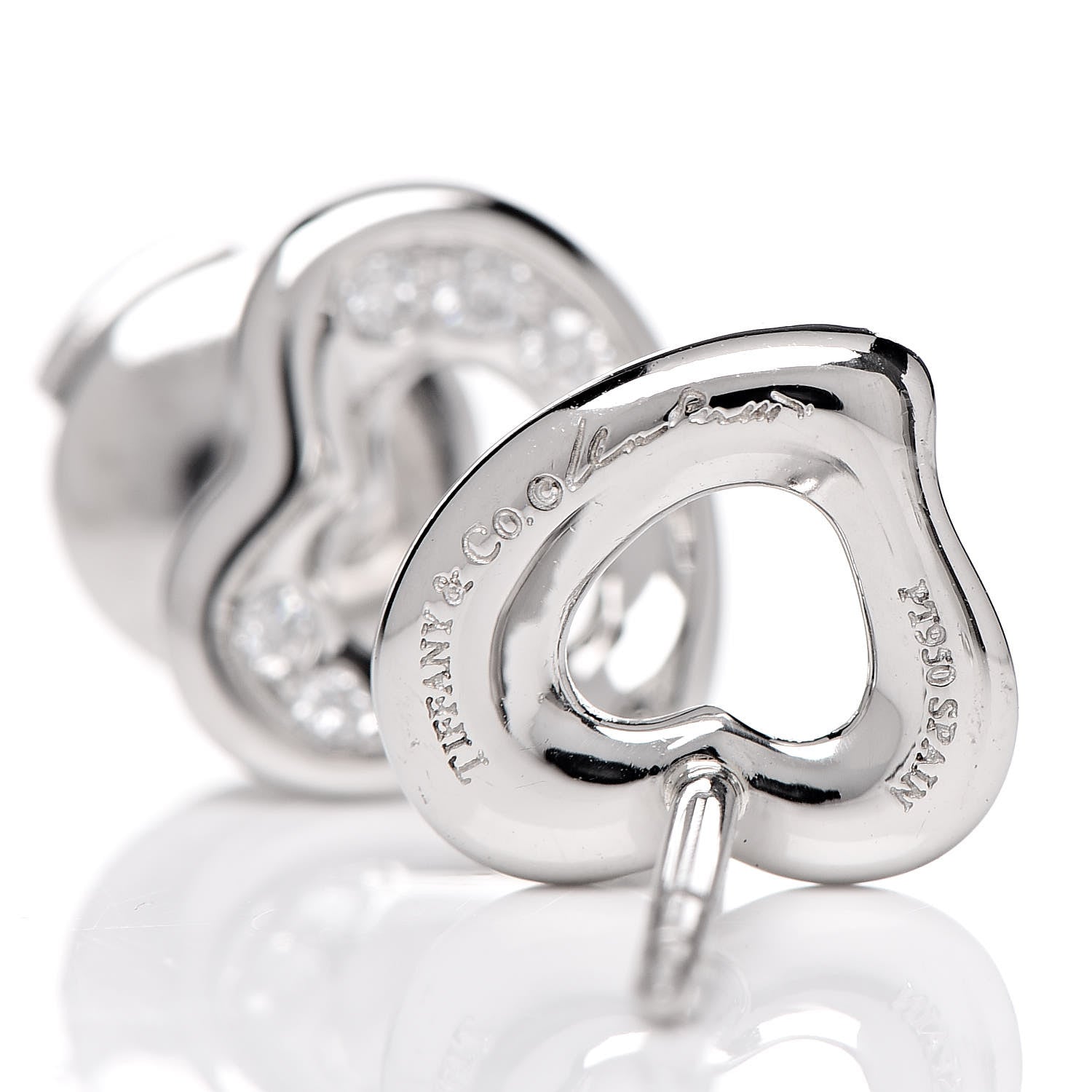 Tiffany Platinum Diamond Elsa Peretti Open Heart Earrings 4 of 4