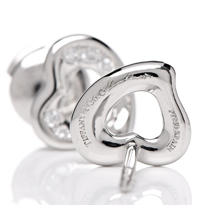 Tiffany Platinum Diamond Elsa Peretti Open Heart Earrings 4 of 4