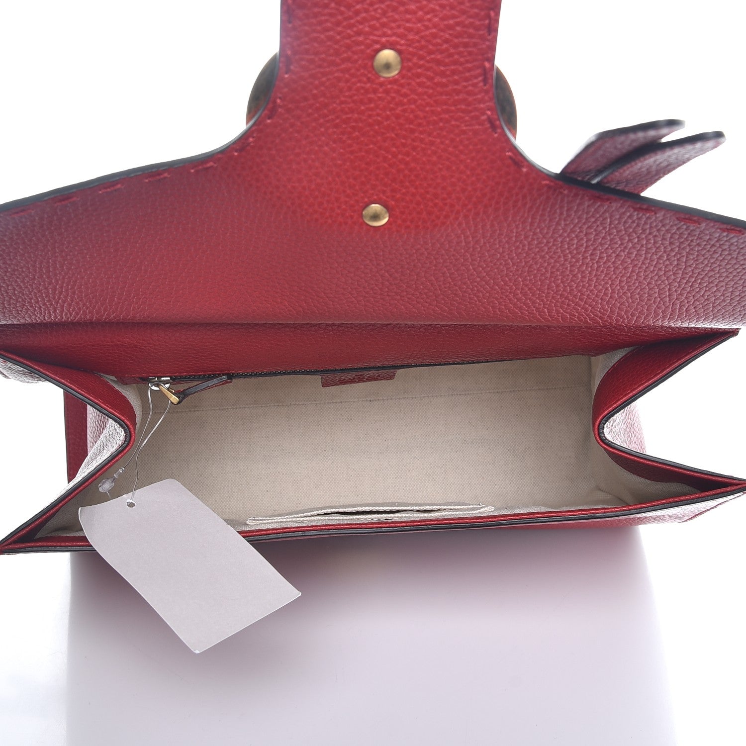Gucci Calfskin Small GG Marmont Top Handle Bag Vulcanic Red 6 of 9