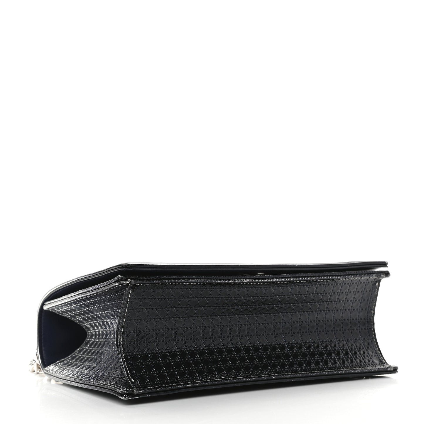 Metallic Patent Micro-Cannage Gradient Medium Diorama Flap Bag Silver Blue