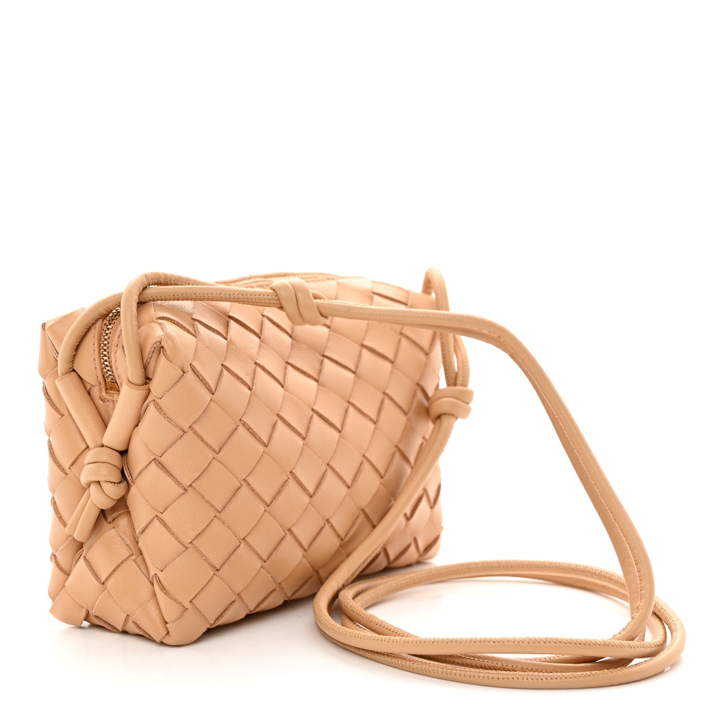 Nappa Intrecciato Mini Loop Camera Bag Almond