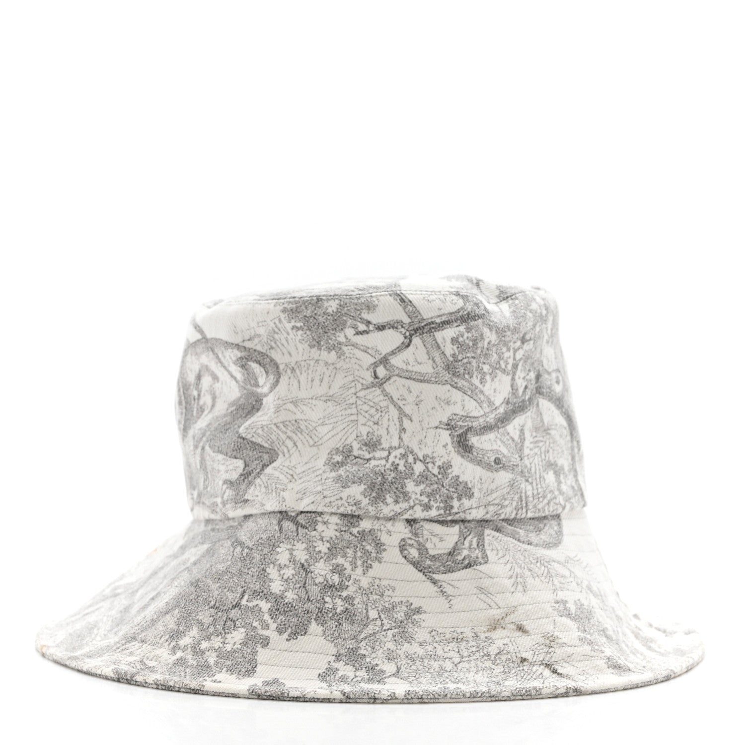 Christian Dior Cotton Dioriviera Toile De Jouy Bob Brim Bucket Hat 58 Gray 4 of 12