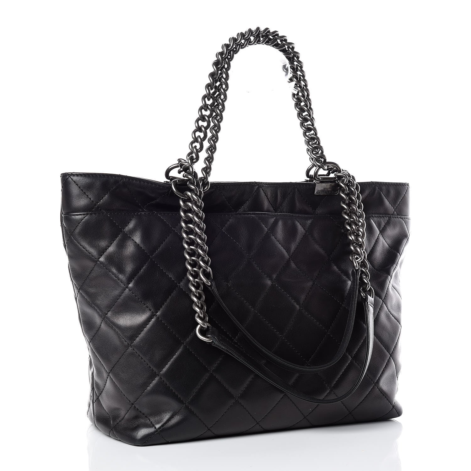 Chanel Calfskin Quilted Large Shopping In Chains Tote Black 3 of 14