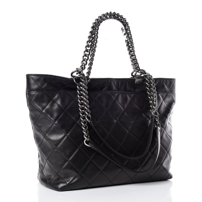 Chanel Calfskin Quilted Large Shopping In Chains Tote Black 3 of 14