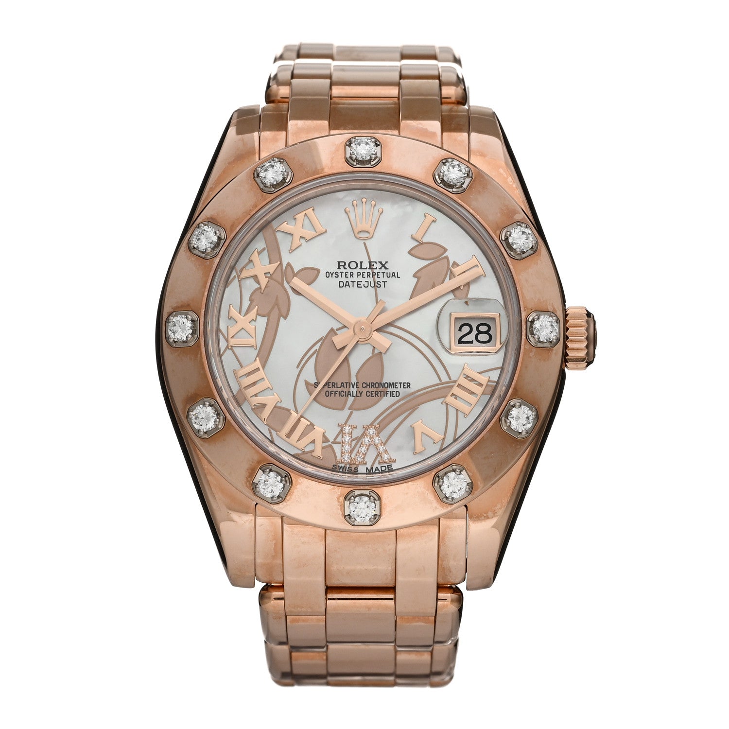 Rolex 18K Everose Gold Diamond Mother of Pearl 34mm Pearlmaster Datejust Watch Goldust Dream 81315 1 of 5