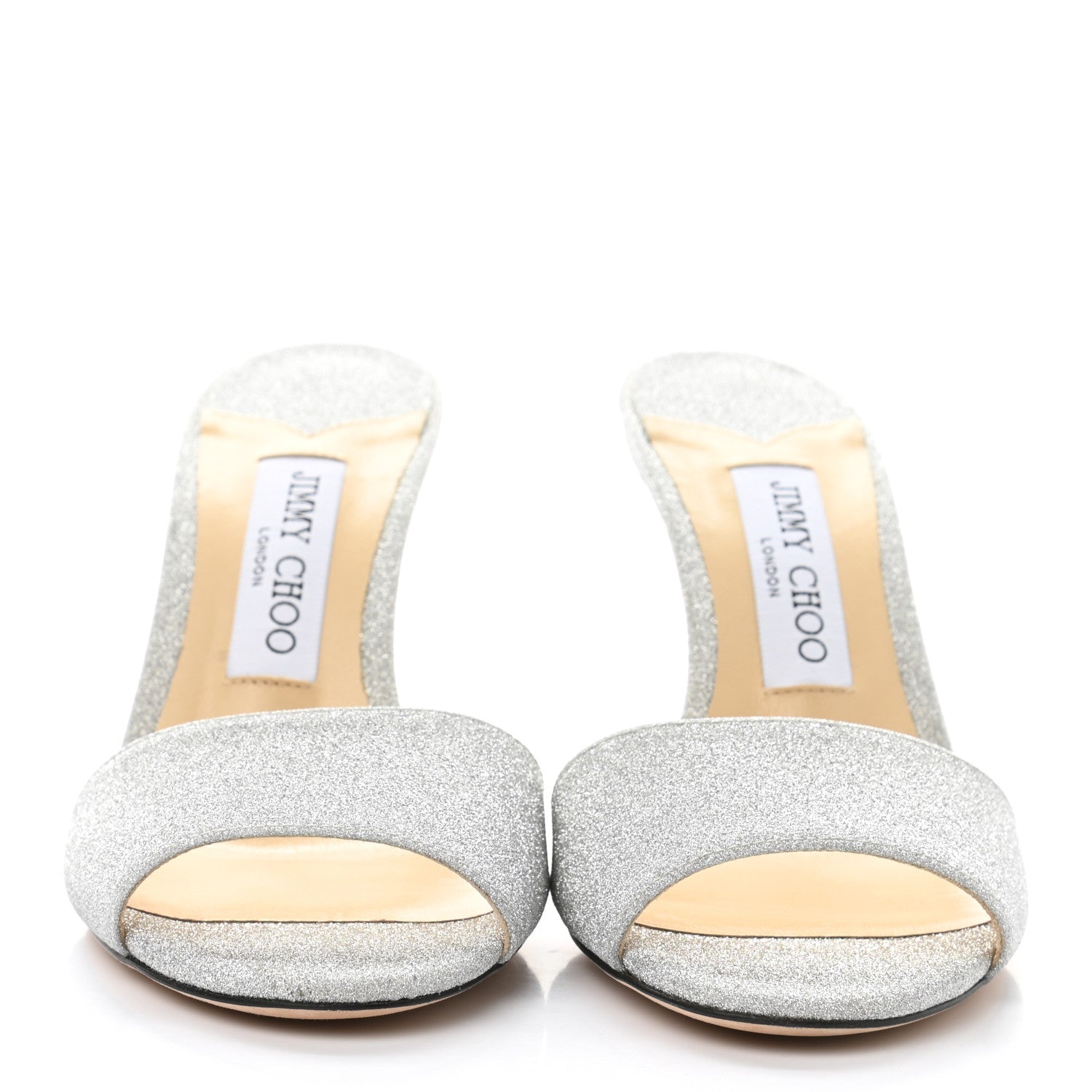 Jimmy Choo Glitter Stacey 85 Sandals 37 Silver 2 of 8