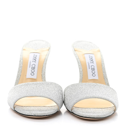 Jimmy Choo Glitter Stacey 85 Sandals 37 Silver 2 of 8