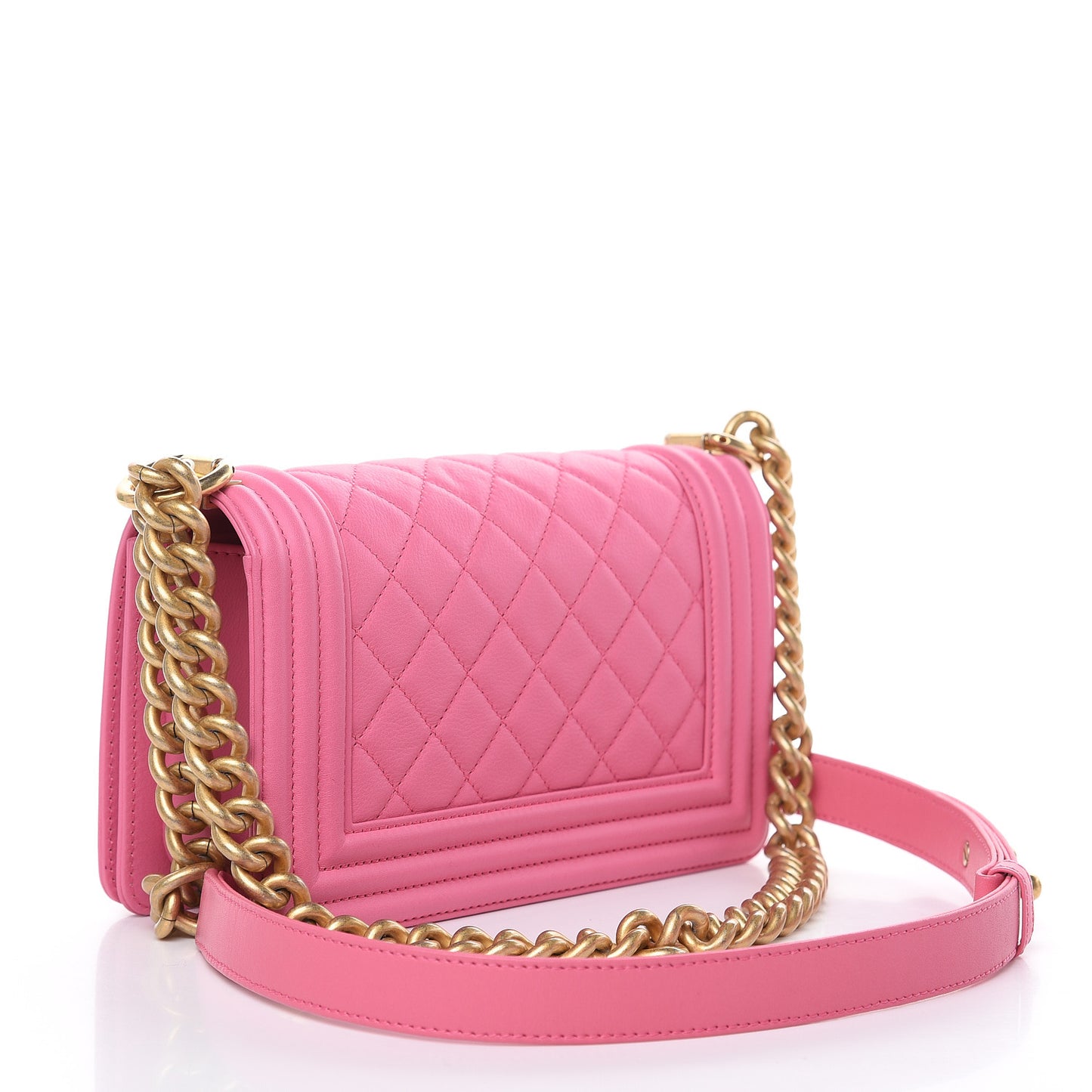 Calfskin Quilted Small Boy Flap Pink