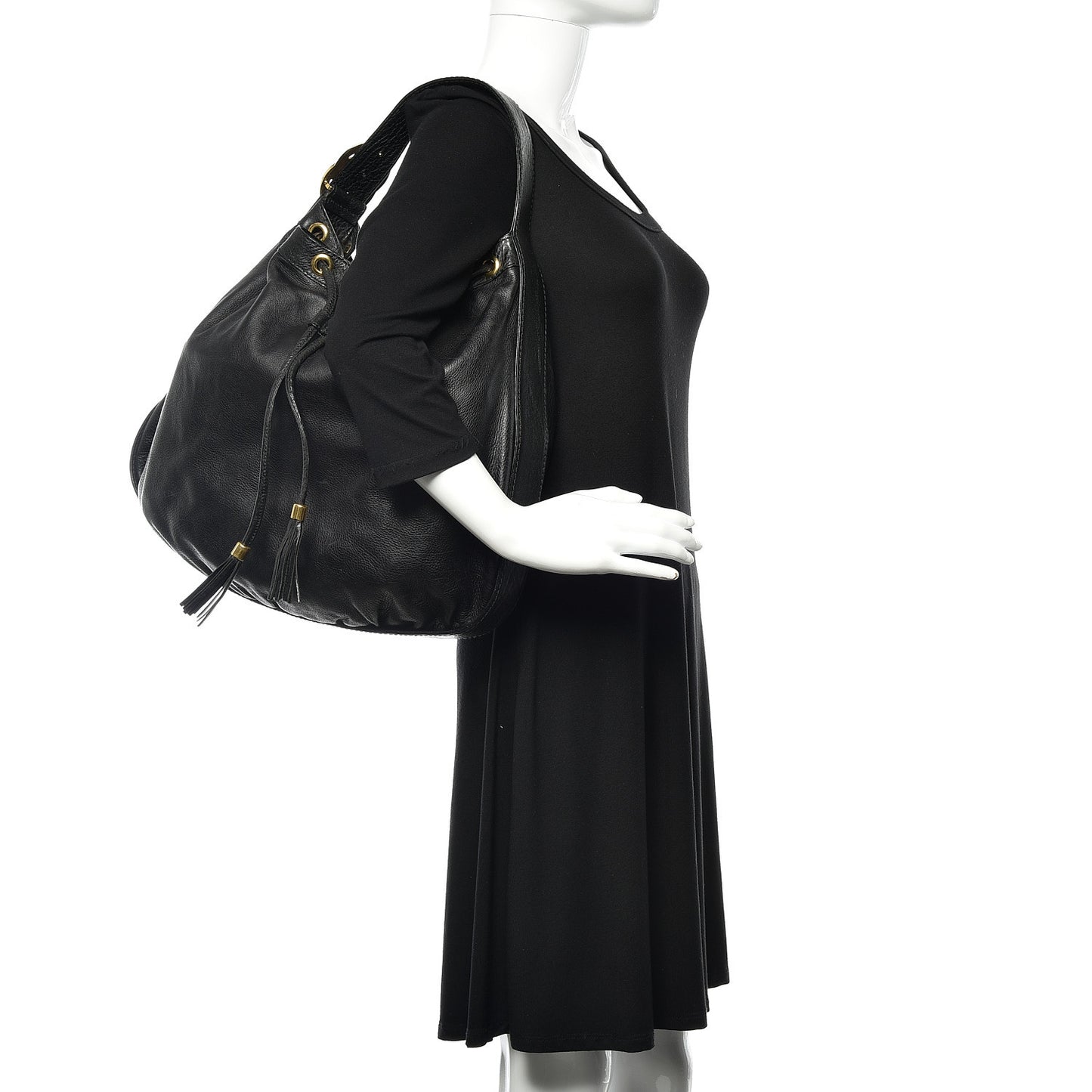 Pebbled Calfskin Medium Interlocking Icon Shoulder Bag Black