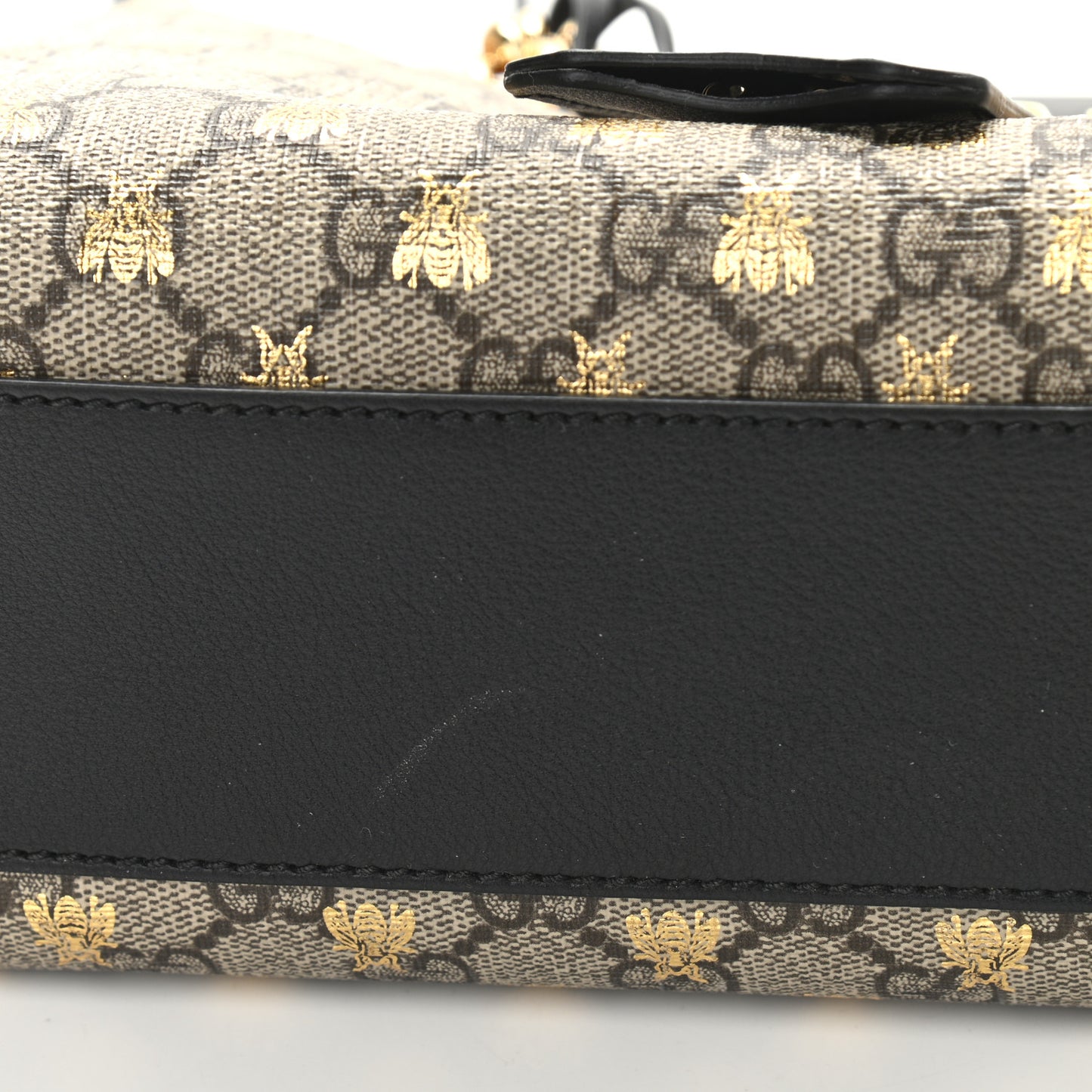 GG Supreme Monogram Bees Small Padlock Tote Beige Oro Black