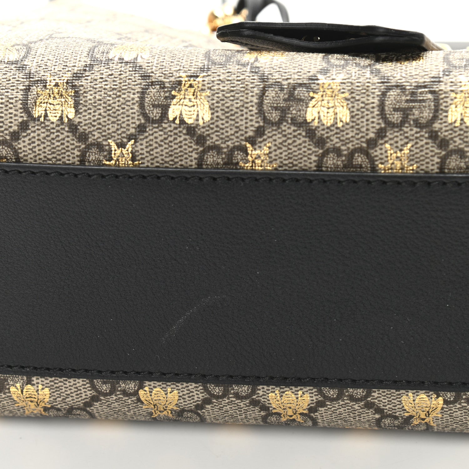 Gucci GG Supreme Monogram Bees Small Padlock Tote Beige Oro Black 12 of 12
