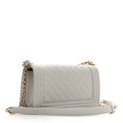 Chanel Caviar Quilted Medium Boy Flap Light Grey 3 of 11