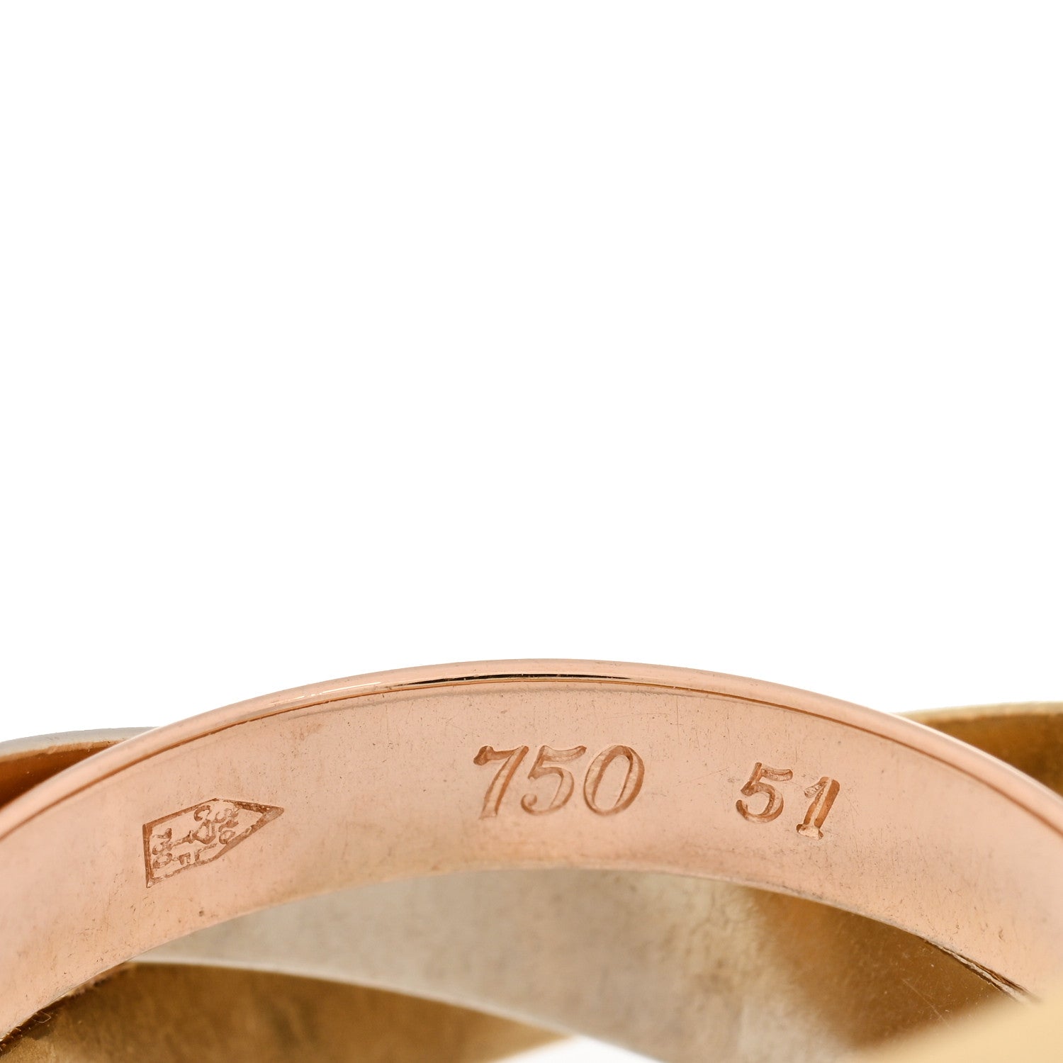 Cartier 18K Pink Yellow White Gold Classic Les Must De Cartier Trinity Ring 51 5.75 4 of 4