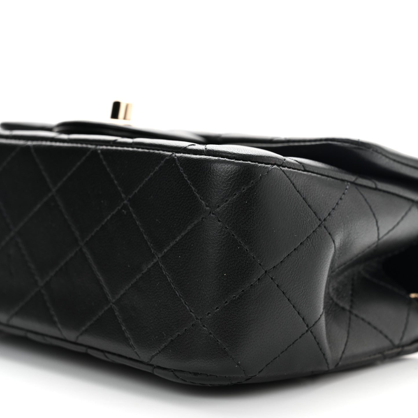Lambskin Quilted Mini Top Handle Rectangular Flap Black