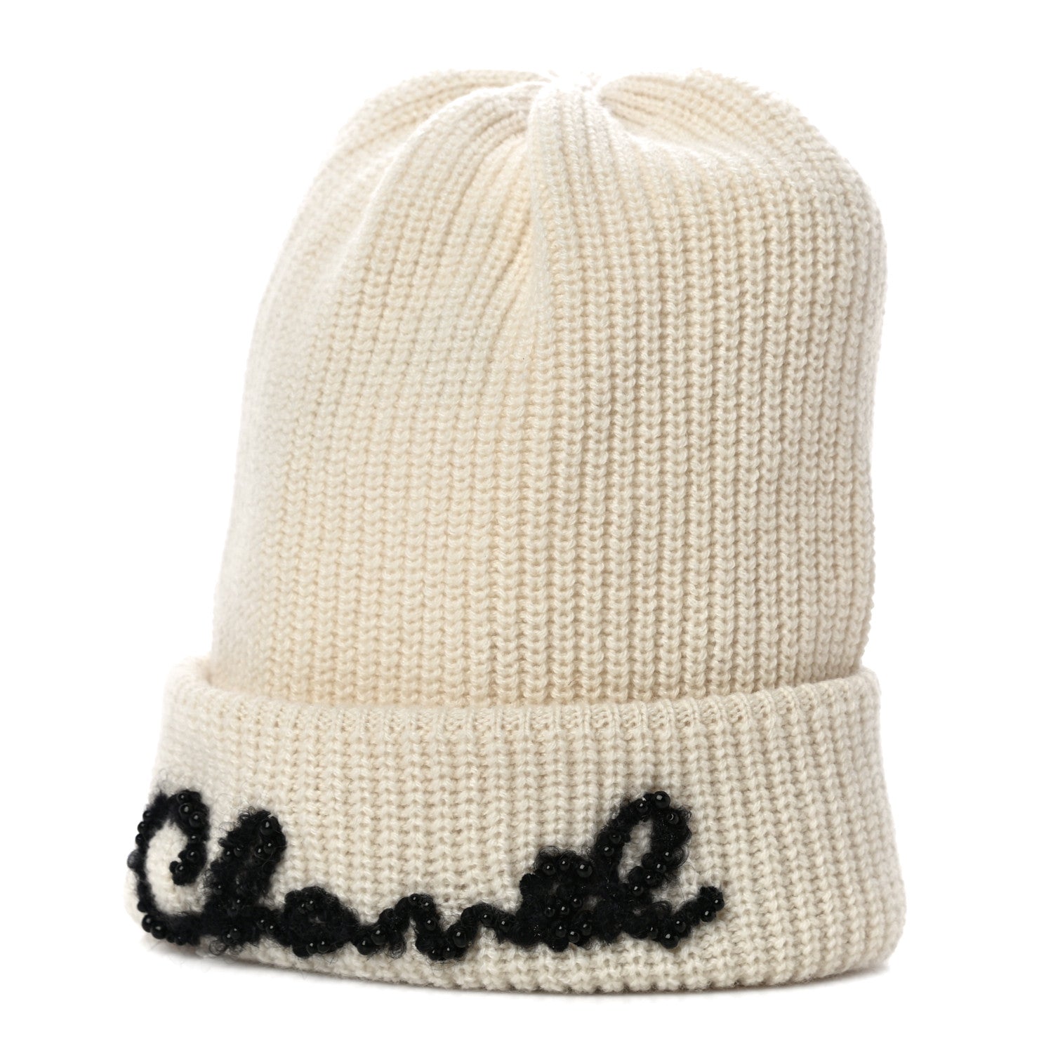 Chanel Cashmere Logo Beanie Hat Ivory 2 of 5