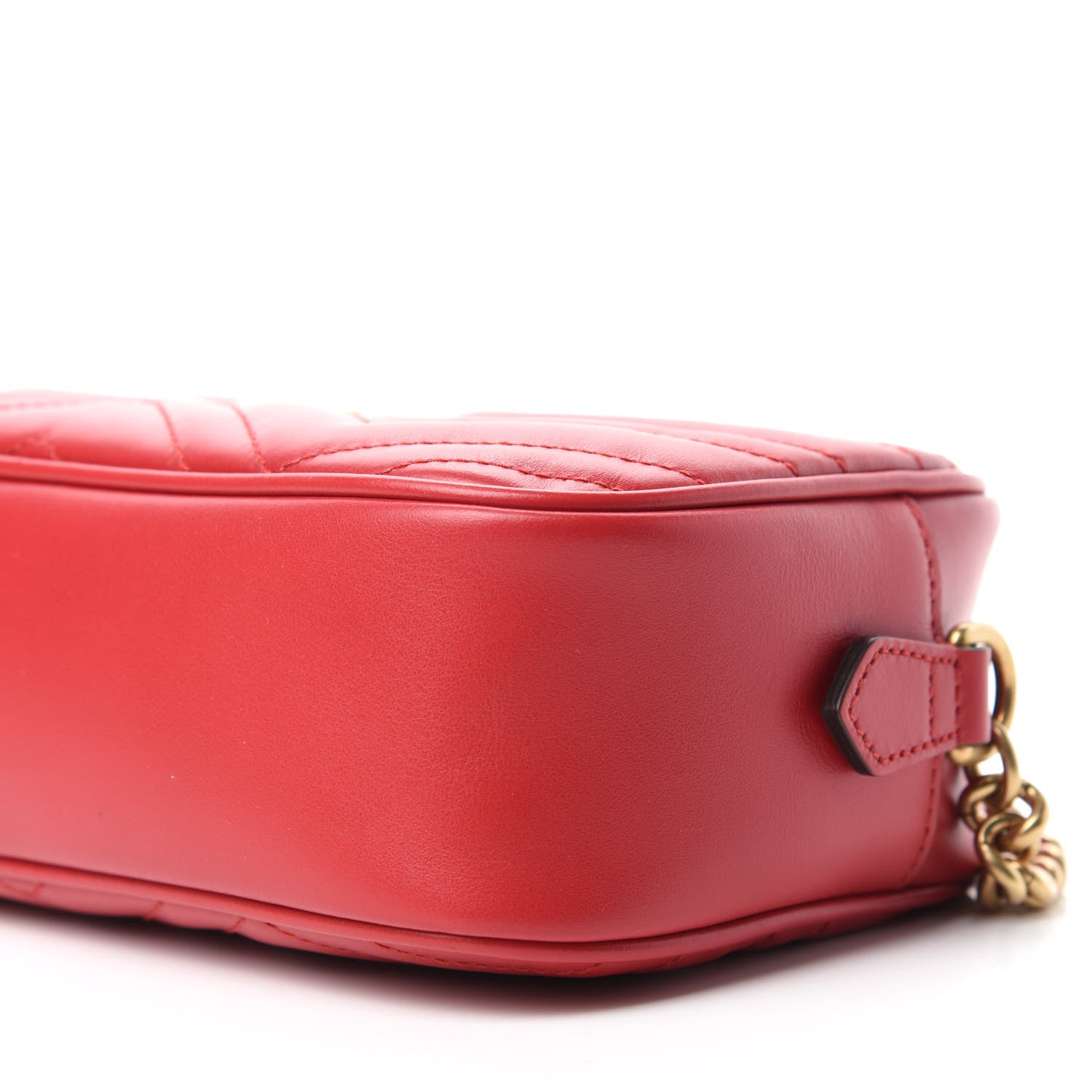 Gucci Calfskin Matelasse Small GG Marmont Chain Shoulder Bag Hibiscus Red 7 of 11