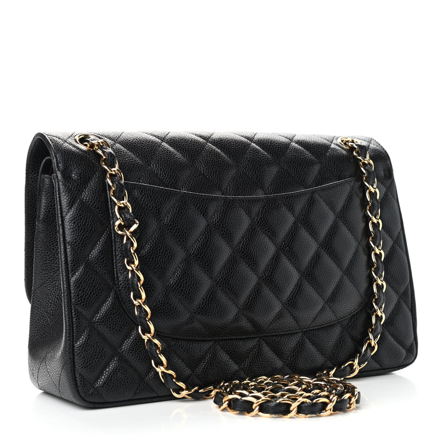 Caviar Quilted Jumbo Double Flap Black