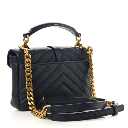Saint Laurent Sheepskin Matelasse Chevron Monogram College Chain Wallet Deep Marine 2 of 15