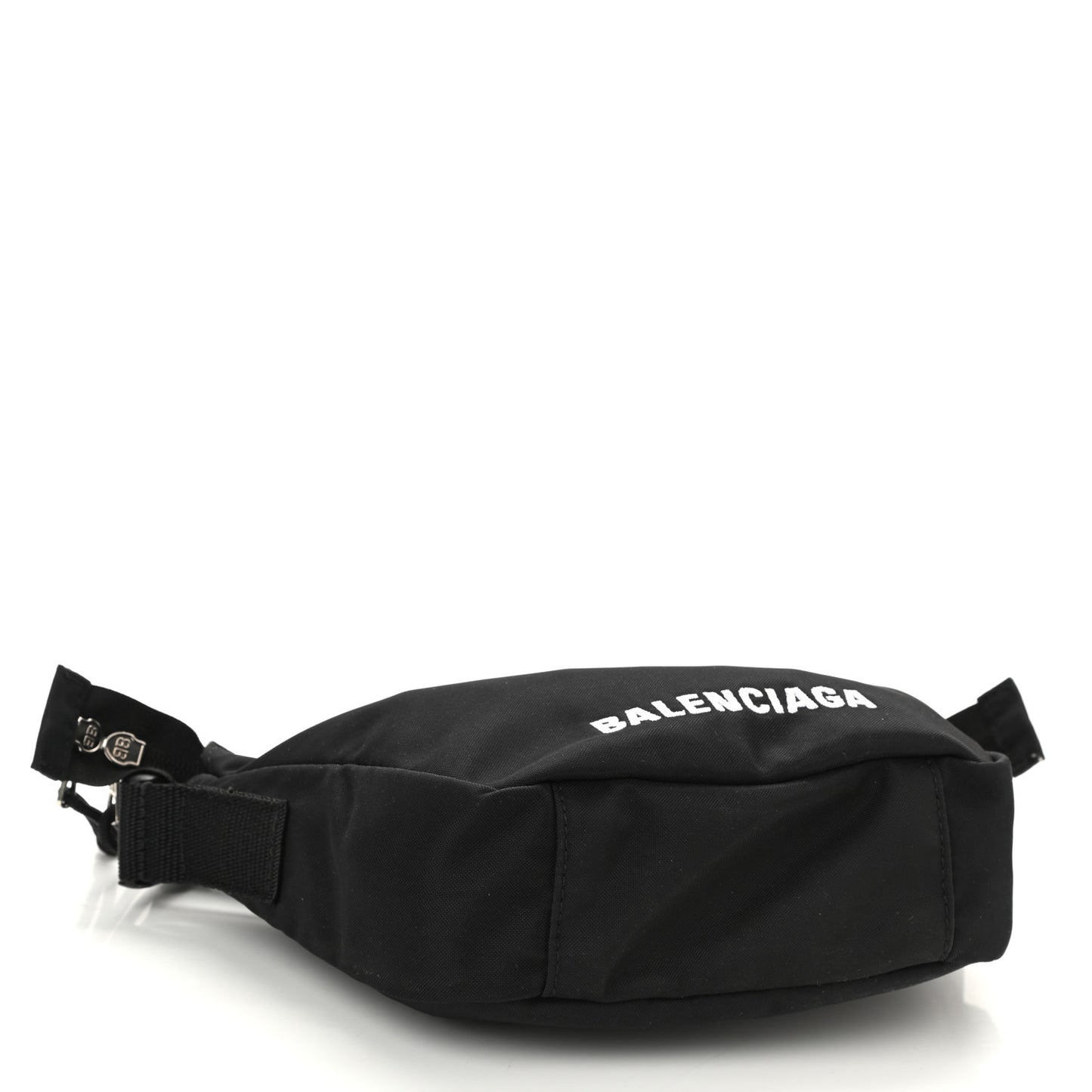 Recycled Sport Nylon Logo Embroidered Wheel Sling Bag Black White