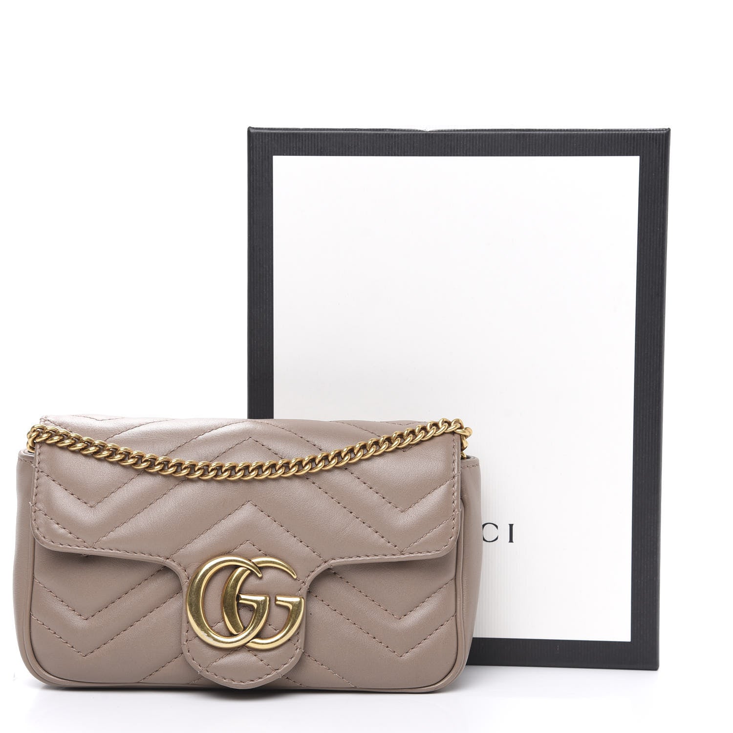 Gucci Calfskin Matelasse Super Mini GG Marmont Shoulder Bag Porcelain Rose 14 of 14