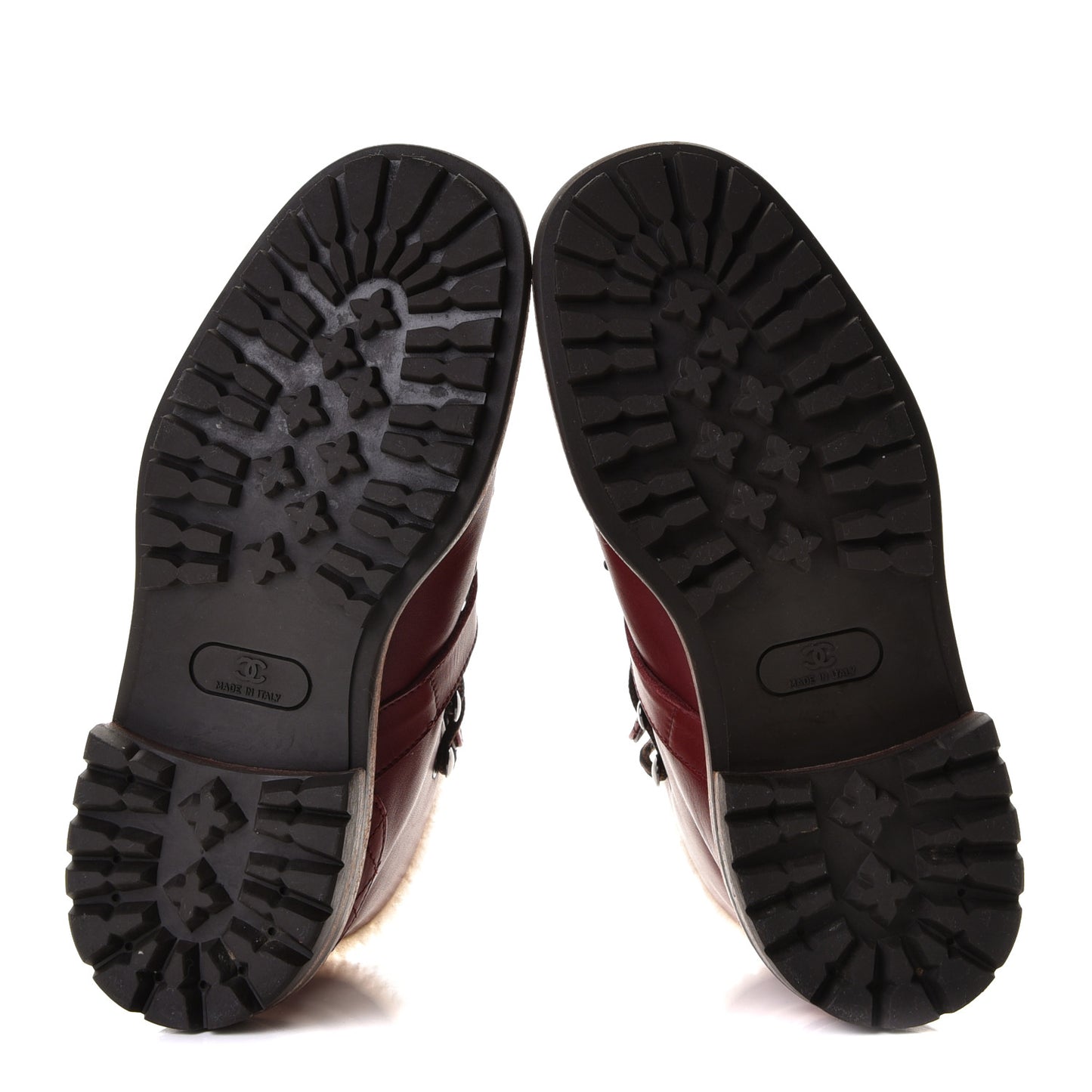 Shearling Calfskin Lace Up Short Boots 37.5 Red