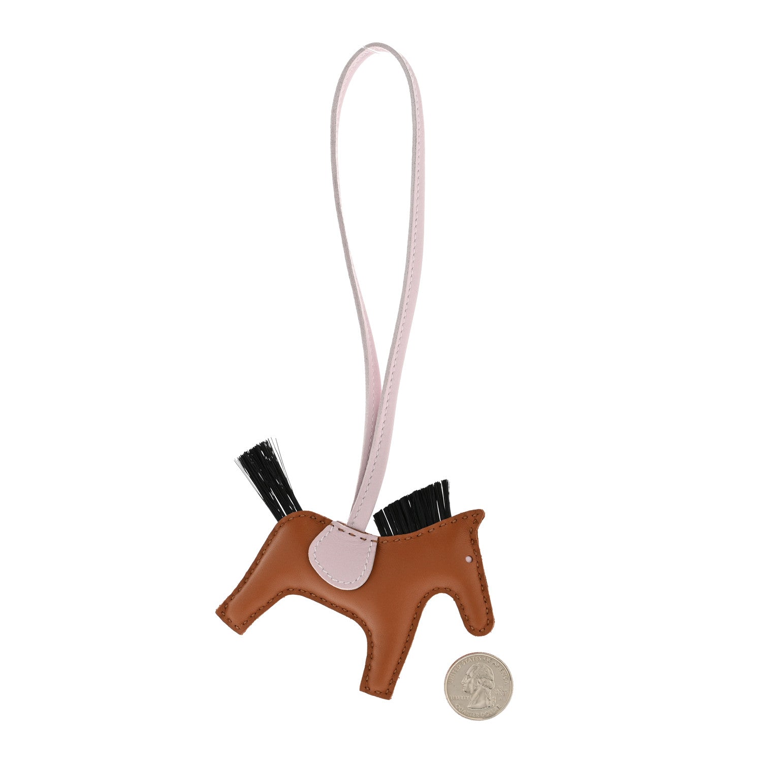Hermes Milo Lambskin Horse Hair Grigri Rodeo Horse Bag Charm PM Gold Mauve Pale Black 2 of 5