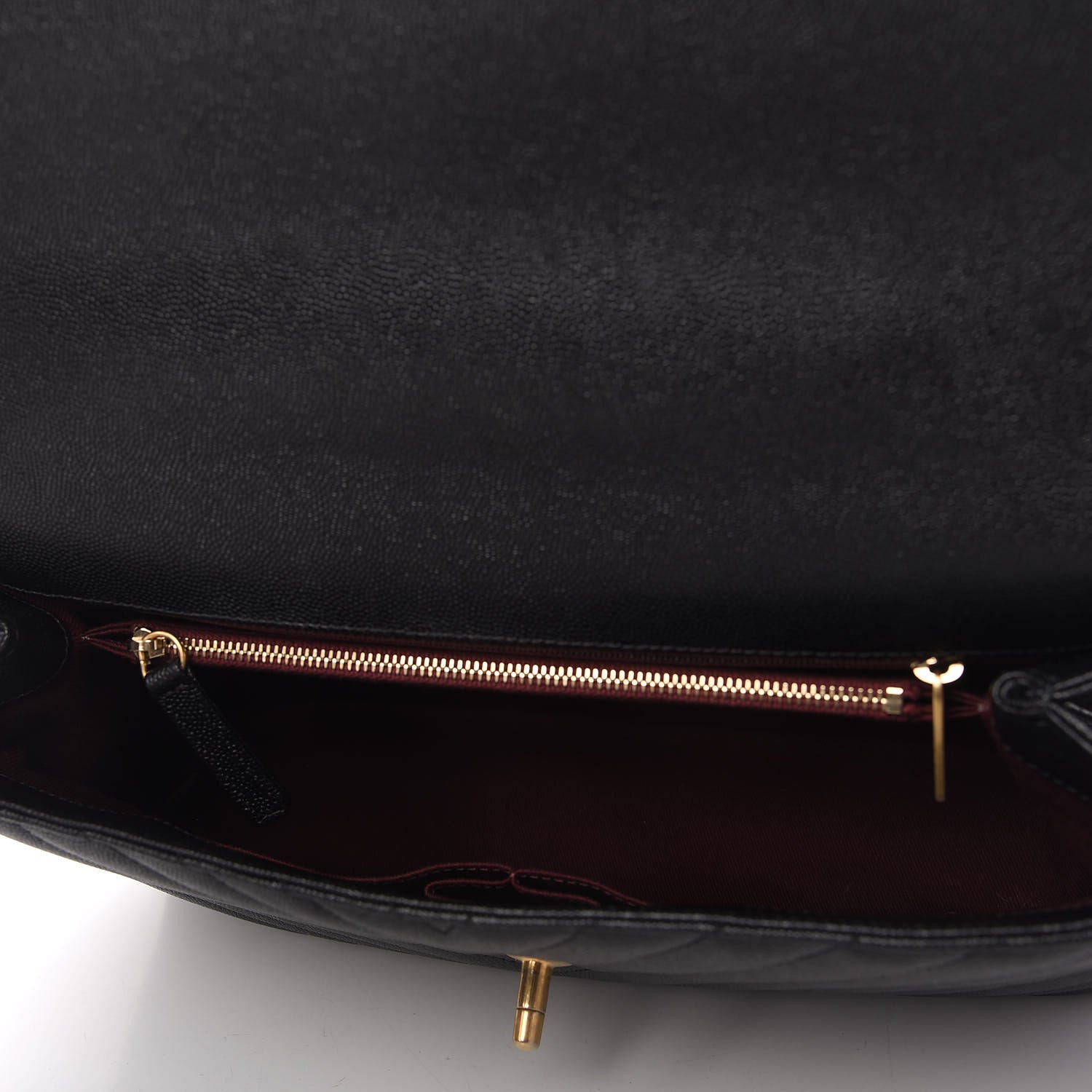 Chanel Caviar Chevron Quilted Medium Coco Handle Flap Black 7 of 19