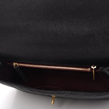 Chanel Caviar Chevron Quilted Medium Coco Handle Flap Black 7 of 19