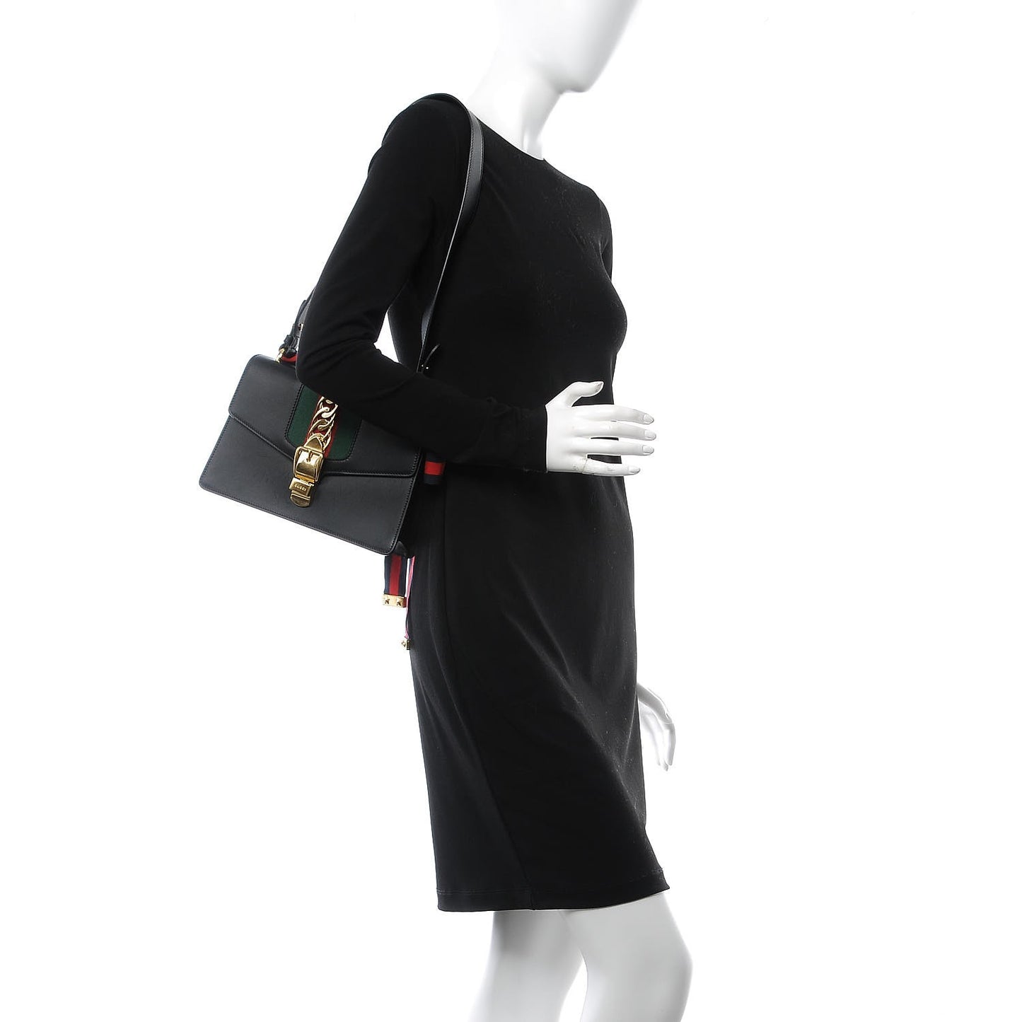 Calfskin Small Sylvie Shoulder Bag Black