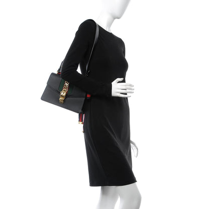 Gucci Calfskin Small Sylvie Shoulder Bag Black 2 of 9