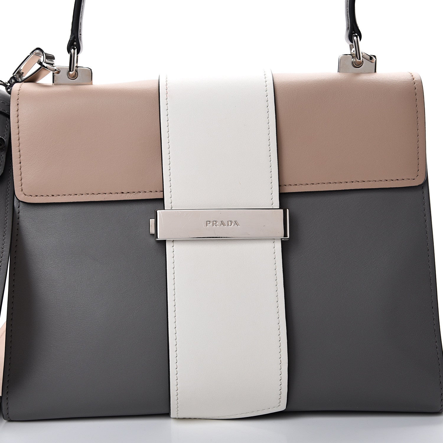 Prada City Calf Ribbon Shoulder Bag Cammeo Bianco Marmo 7 of 12