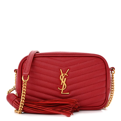 Saint Laurent Grain De Poudre Matelasse Monogram Mini Lou Camera Bag Opyum Red 1 of 11