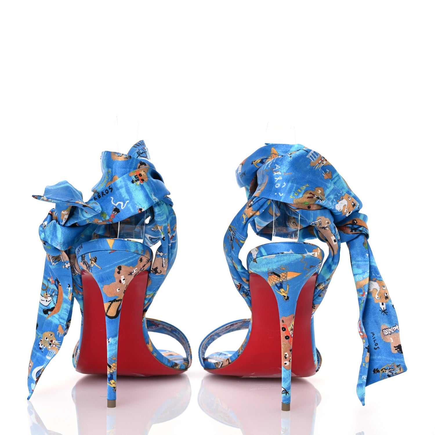 Christian Louboutin Crepe Satin Greekaba Du Desert 100 Sandal 40 Blue Multicolor 5 of 8
