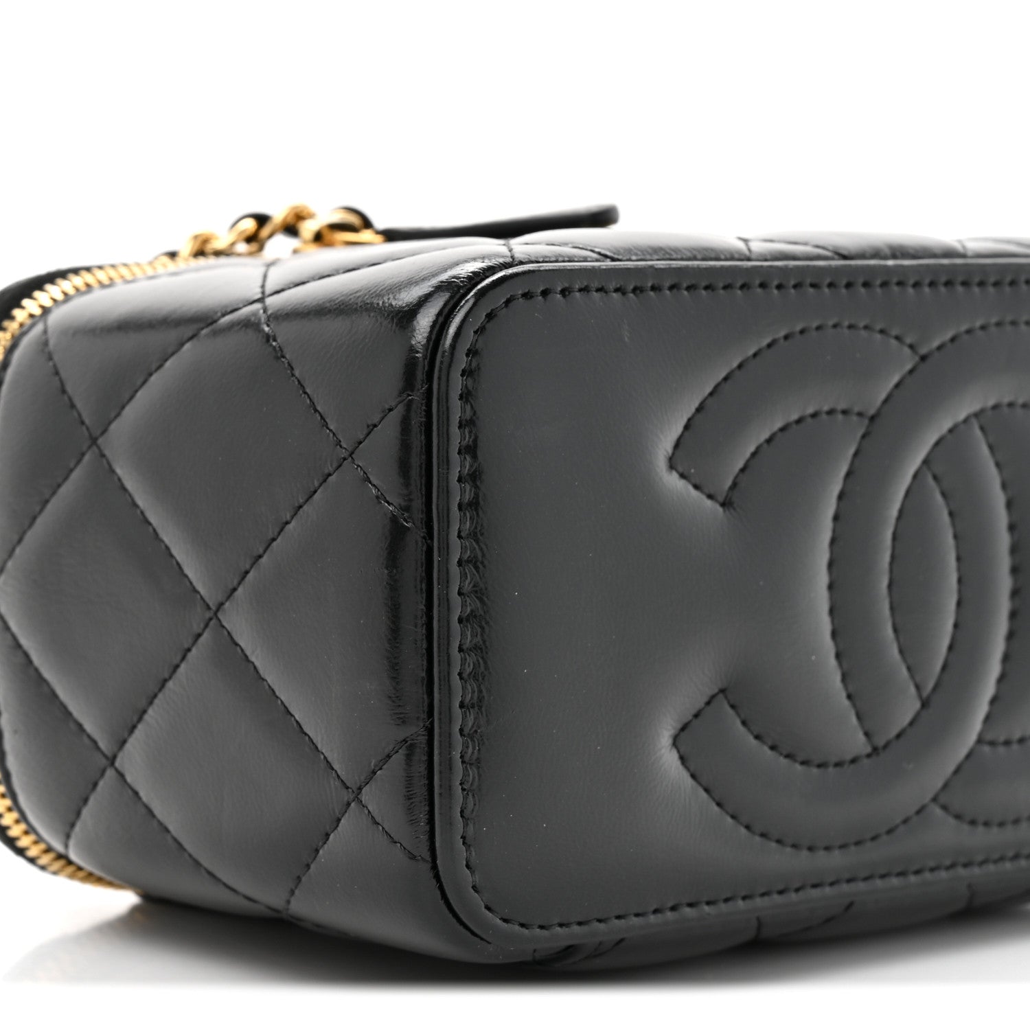 Chanel Shiny Calfskin Quilted Pick Me Up Vanity Case Black 10 of 13