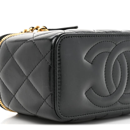 Chanel Shiny Calfskin Quilted Pick Me Up Vanity Case Black 10 of 13