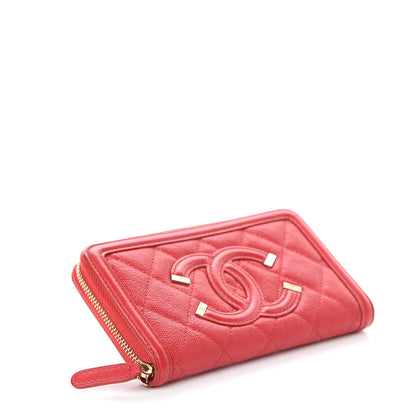 Chanel Caviar Quilted Medium Filigree Zip Around Wallet Dark Red 3 of 7