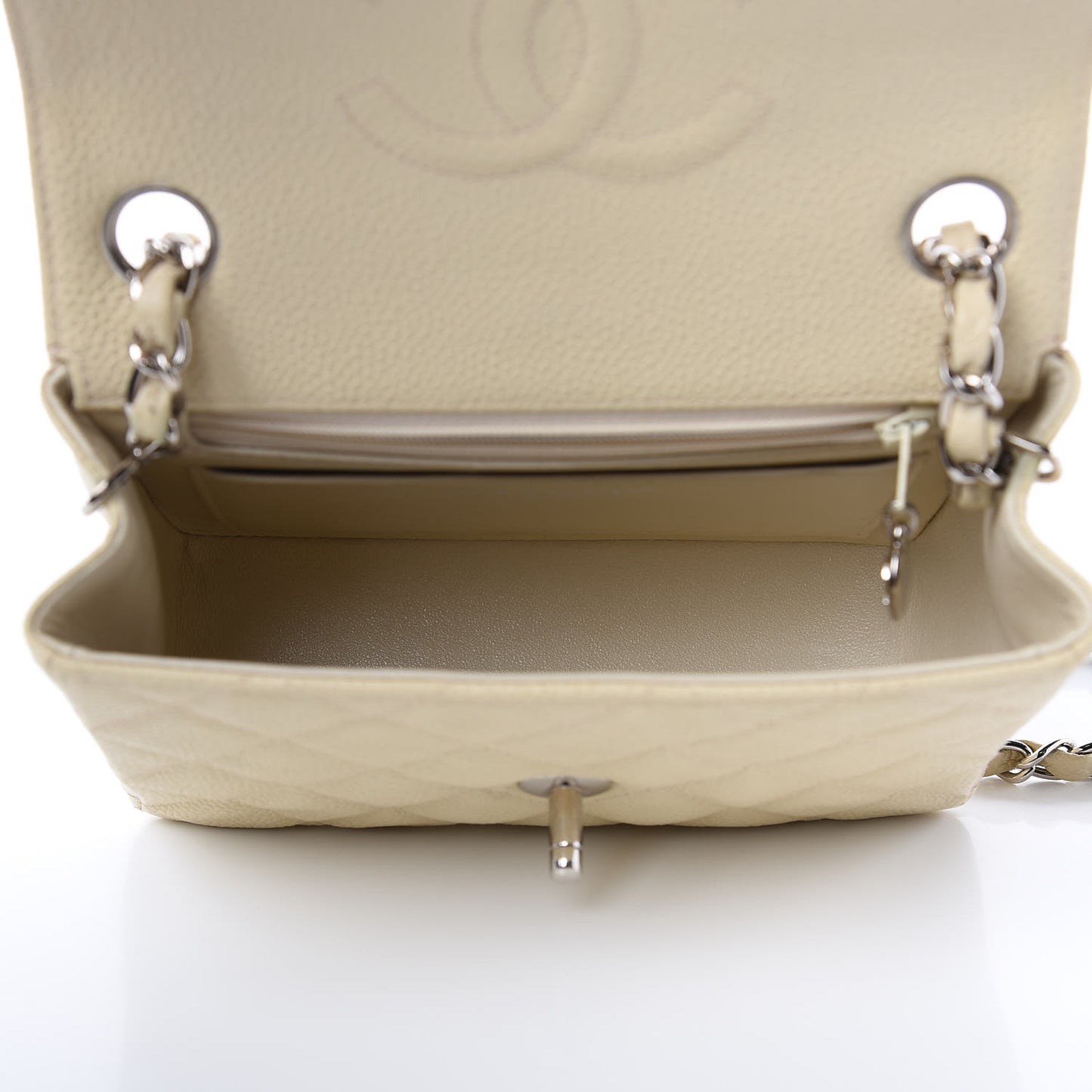 Caviar Quilted Mini Square Flap Light Beige