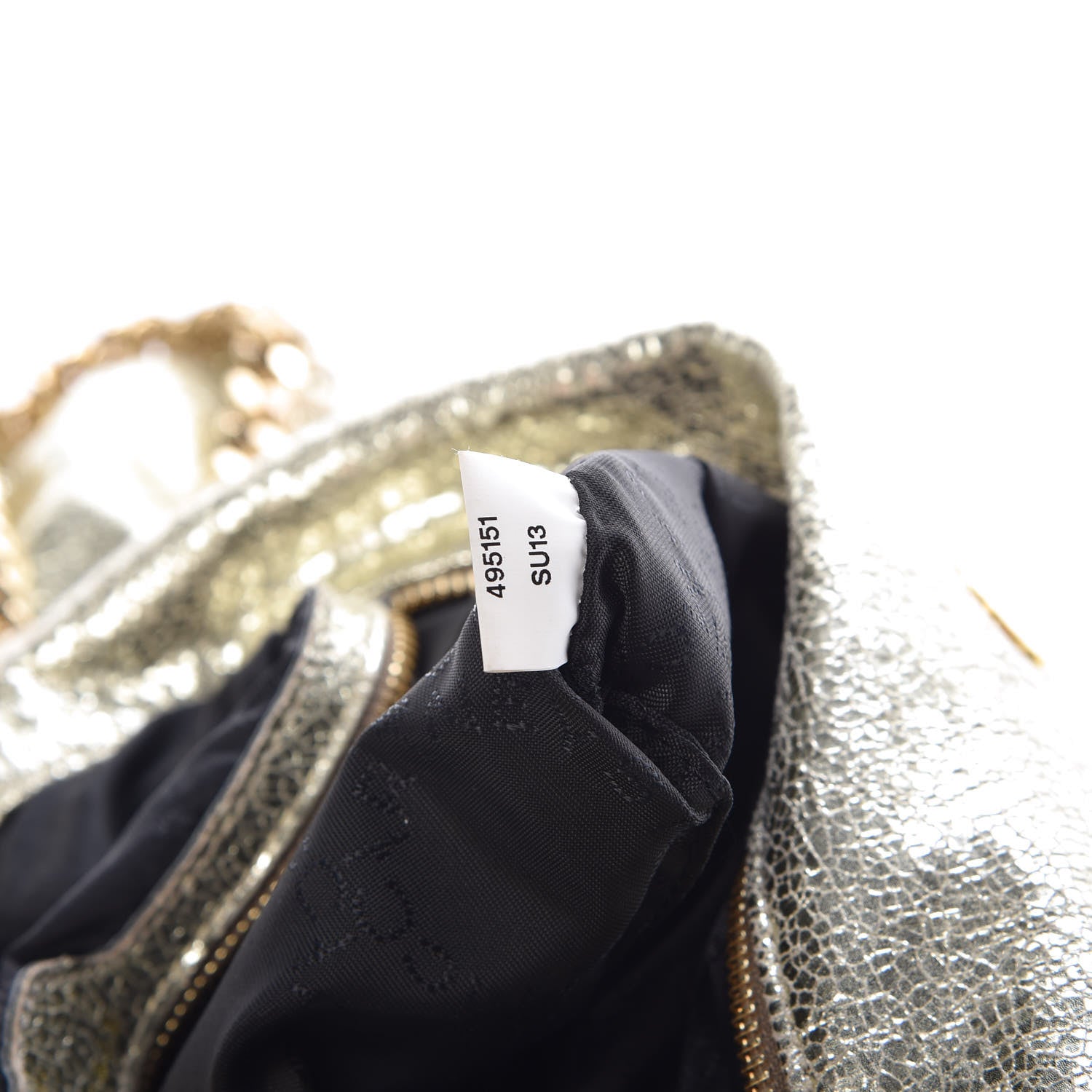 Stella McCartney Metallic Crackle Shaggy Deer Falabella Fold Over Tote Gold 9 of 15