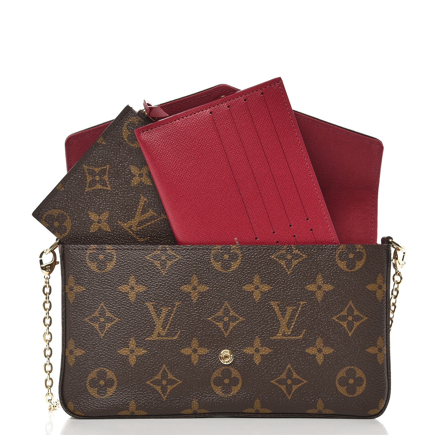 Louis Vuitton Monogram Pochette Felicie Chain Wallet Fuchsia 7 of 8