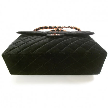 Chanel Velvet Quilted Bekko Chain Jumbo Flap Black 4 of 12